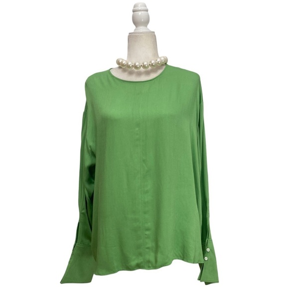 Something Navy Easy Woven Top Long Sleeve Keyhole back in Kelly Green NWOT - Picture 9 of 9